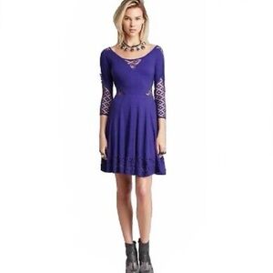 Free People Purple Lace Sleeve Dress
